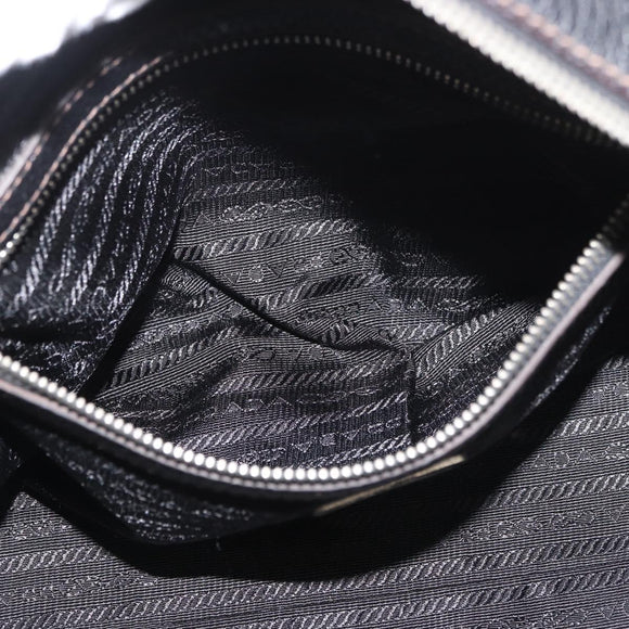 PRADA Handtasche Leder Schwarz Silber Auth yk20414SAM