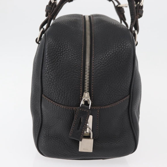 PRADA Handtasche Leder Schwarz Silber Auth yk20414SAM