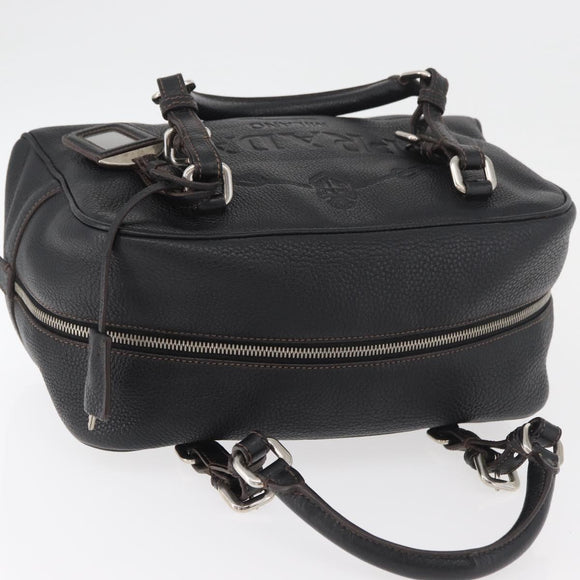 PRADA Handtasche Leder Schwarz Silber Auth yk20414SAM