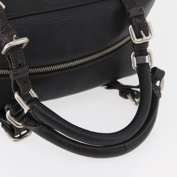 PRADA Handtasche Leder Schwarz Silber Auth yk20414SAM