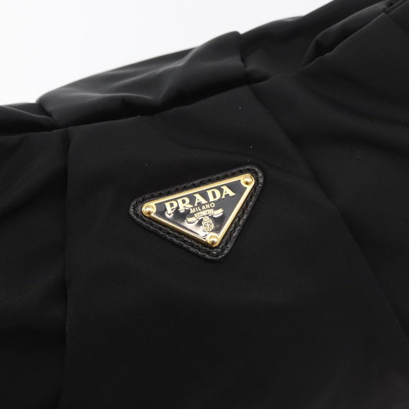 PRADA Shoulder Bag Nylon Black Gold Auth yk20420SAM