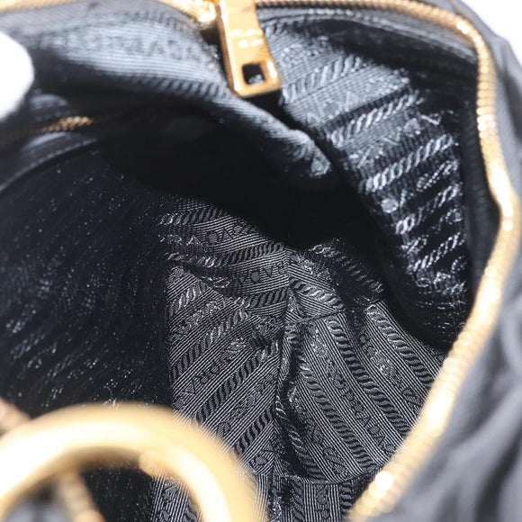 PRADA Shoulder Bag Nylon Black Gold Auth yk20420SAM