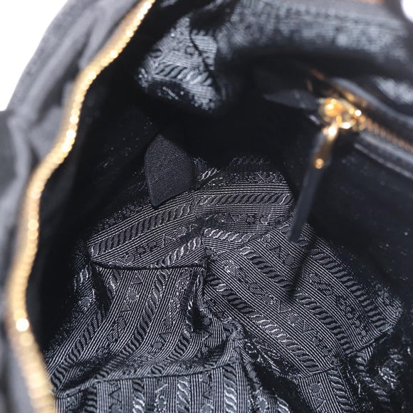 PRADA Shoulder Bag Nylon Black Gold Auth yk20420SAM