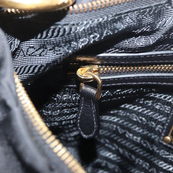 PRADA Shoulder Bag Nylon Black Gold Auth yk20420SAM