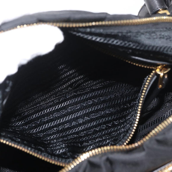 PRADA Shoulder Bag Nylon Black Gold Auth yk20420SAM