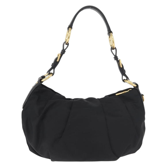 PRADA Shoulder Bag Nylon Black Gold Auth yk20420SAM