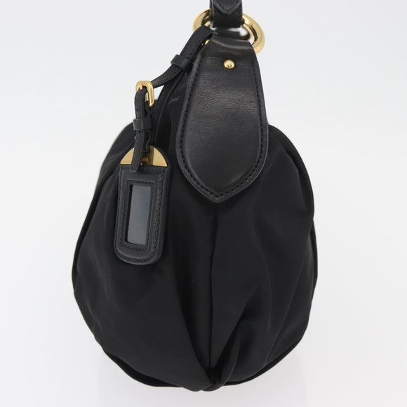 PRADA Shoulder Bag Nylon Black Gold Auth yk20420SAM