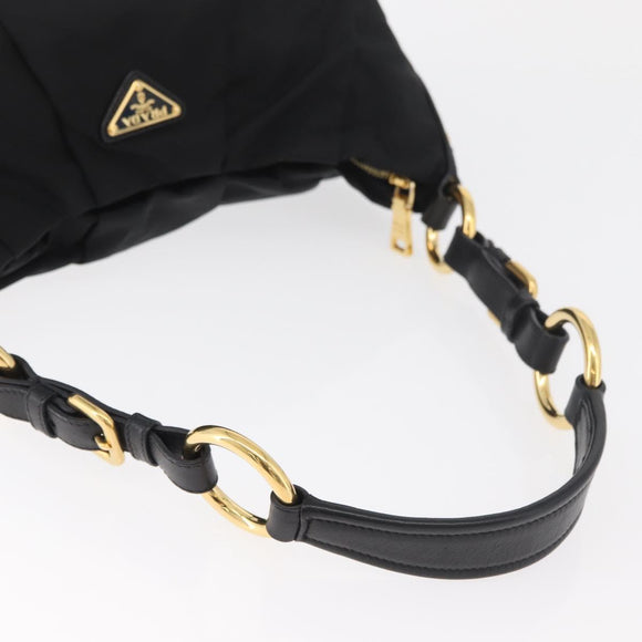 PRADA Shoulder Bag Nylon Black Gold Auth yk20420SAM