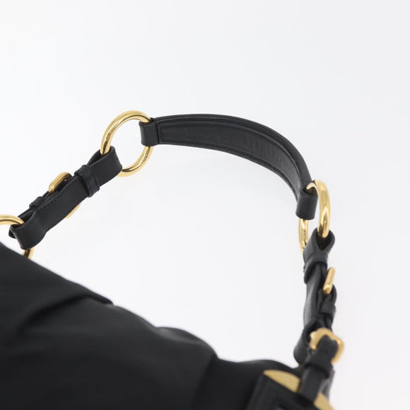 PRADA Shoulder Bag Nylon Black Gold Auth yk20420SAM