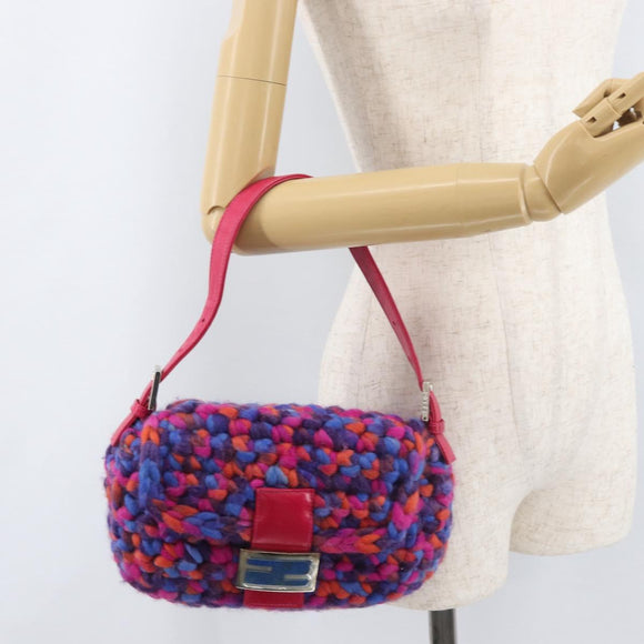 FENDI Mamma Baguette Schoudertas Wol Veelkleurig Auth yk20424SM