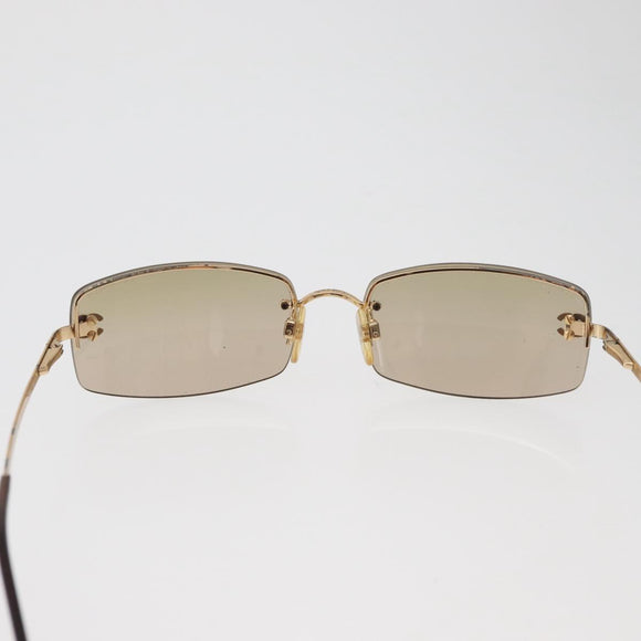 CHANEL Sunglasses metal Gold Tone CC Auth yk20428M