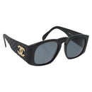CHANEL Sunglasses plastic Black CC Auth yk20431-1