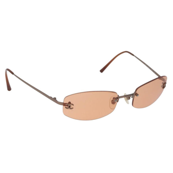 CHANEL Sunglasses metal Orange CC Auth yk20432M