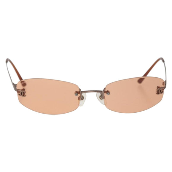 CHANEL Sunglasses metal Orange CC Auth yk20432M