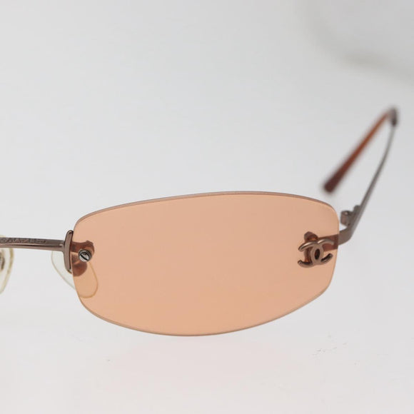 CHANEL Sunglasses metal Orange CC Auth yk20432M
