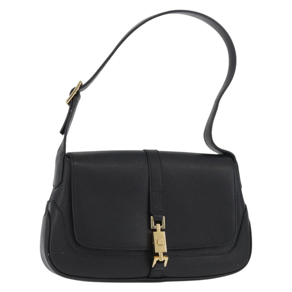 GUCCI Jackie Shoulder Bag Leather Black Gold 001 3824 Auth yk20433