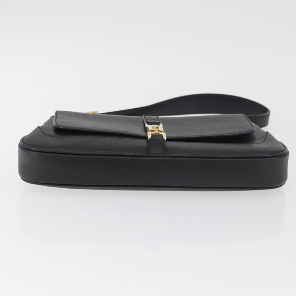 GUCCI Jackie Shoulder Bag Leather Black Gold 001 3824 Auth yk20433