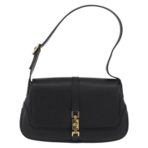 GUCCI Jackie Shoulder Bag Leather Black Gold 001 3824 Auth yk20433