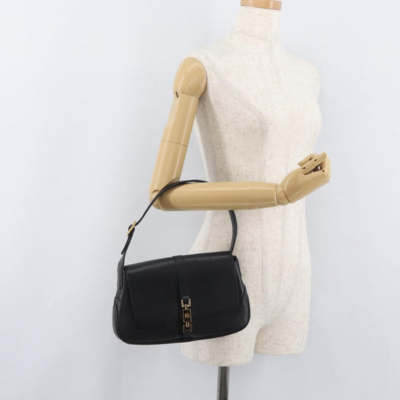 GUCCI Jackie Shoulder Bag Leather Black Gold 001 3824 Auth yk20433