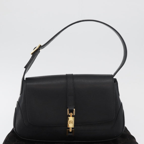 GUCCI Jackie Shoulder Bag Leather Black Gold 001 3824 Auth yk20433