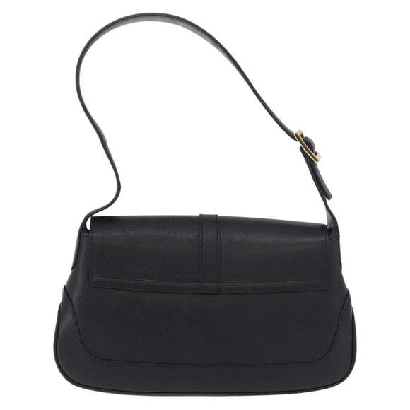 GUCCI Jackie Shoulder Bag Leather Black Gold 001 3824 Auth yk20433