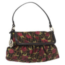 FENDI Zucca Canvas Floral Mamma Baguette Bag Black Brown Auth yk20436SAV-1