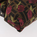 FENDI Zucca Canvas Floral Mamma Baguette Bag Black Brown Auth yk20436SAV-10