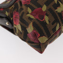 FENDI Zucca Canvas Floral Mamma Baguette Bag Black Brown Auth yk20436SAV-12