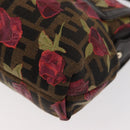 FENDI Zucca Canvas Floral Mamma Baguette Bag Black Brown Auth yk20436SAV-13