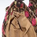 FENDI Zucca Canvas Floral Mamma Baguette Bag Black Brown Auth yk20436SAV-19