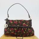 FENDI Zucca Canvas Floral Mamma Baguette Bag Black Brown Auth yk20436SAV-23