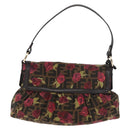 FENDI Zucca Canvas Floral Mamma Baguette Bag Black Brown Auth yk20436SAV-3