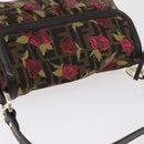 FENDI Zucca Canvas Floral Mamma Baguette Bag Black Brown Auth yk20436SAV-6