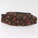 FENDI Zucca Canvas Floral Mamma Baguette Bag Black Brown Auth yk20436SAV-9