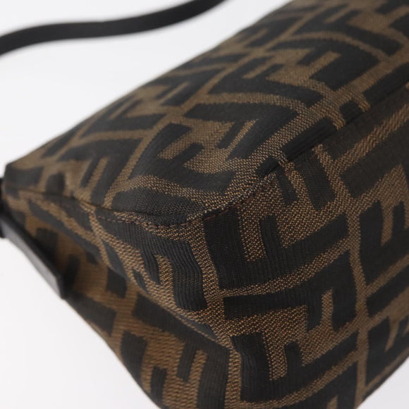 FENDI Zucca Canvas Mamma Baguette Shoulder Bag Black Brown Auth yk20437SAM