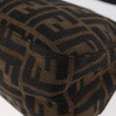 FENDI Zucca Canvas Mamma Baguette Shoulder Bag Black Brown Auth yk20437SAM-13