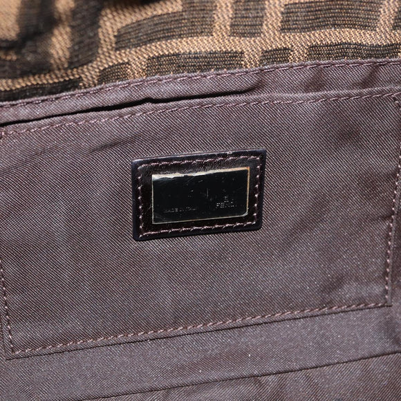 FENDI Zucca Canvas Mamma Baguette Shoulder Bag Black Brown Auth yk20437SAM