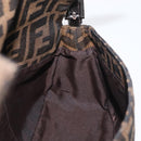 FENDI Zucca Canvas Mamma Baguette Shoulder Bag Black Brown Auth yk20437SAM-20