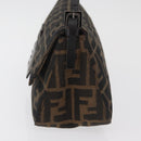 FENDI Zucca Canvas Mamma Baguette Shoulder Bag Black Brown Auth yk20437SAM-4