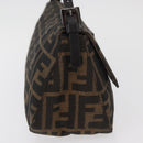 FENDI Zucca Canvas Mamma Baguette Shoulder Bag Black Brown Auth yk20437SAM-5
