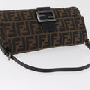 FENDI Zucca Canvas Mamma Baguette Shoulder Bag Black Brown Auth yk20437SAM-6