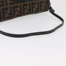FENDI Zucca Canvas Mamma Baguette Shoulder Bag Black Brown Auth yk20437SAM-7
