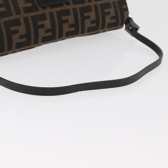 FENDI Zucca Canvas Mamma Baguette Shoulder Bag Black Brown Auth yk20437SAM