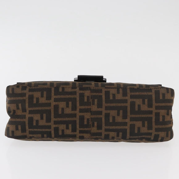 FENDI Zucca Canvas Mamma Baguette Shoulder Bag Black Brown Auth yk20437SAM