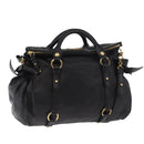Miu Miu Handtas Leer 2-weg Zwart Goud Auth yk20440SAM-1
