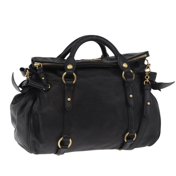 Miu Miu Handtas Leer 2-weg Zwart Goud Auth yk20440SAM