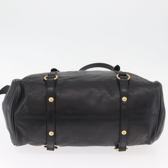 Miu Miu Handtas Leer 2-weg Zwart Goud Auth yk20440SAM