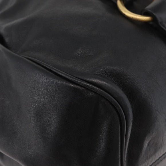 Miu Miu Handtas Leer 2-weg Zwart Goud Auth yk20440SAM