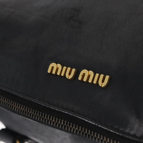Miu Miu Handtas Leer 2-weg Zwart Goud Auth yk20440SAM