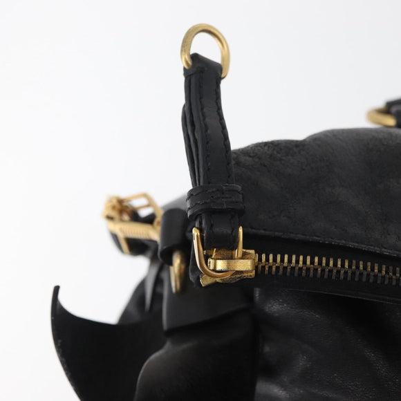Miu Miu Handtas Leer 2-weg Zwart Goud Auth yk20440SAM